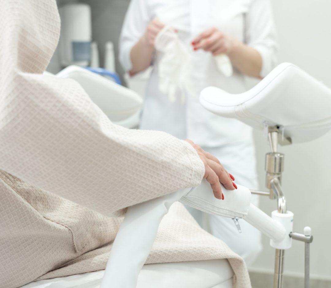 Patient with a gynecologist during the consultation in the gynecological office